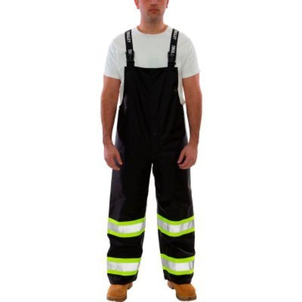 Tingley Rubber Icon„¢ Waterproof Breathable Overalls with Fluorescent Yellow-Green Tape, Black, 2XL O24123C.2X